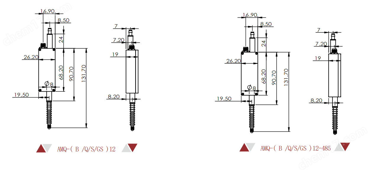 气动光栅接触式位移传感器(485款）